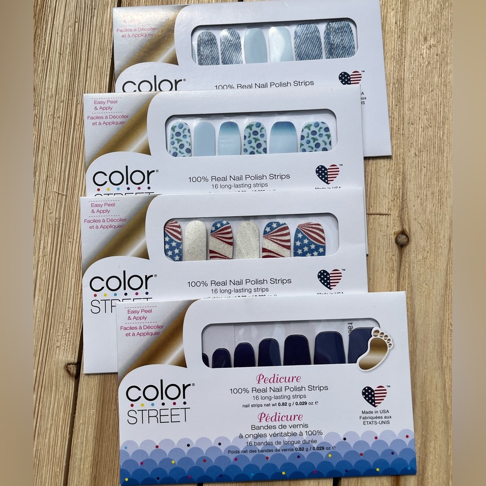 🇺🇸Color street♥️⚪️💙 nail polish strips 4-sets America USA